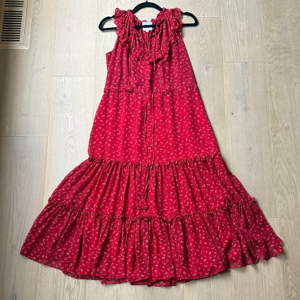 Misa Los Angeles Red Midi Dress